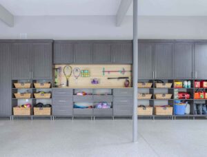 large gray closet for tools and equipment for sports