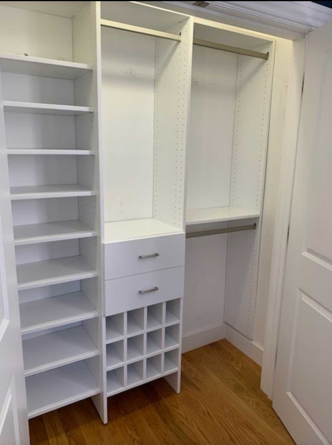 large white linen closet