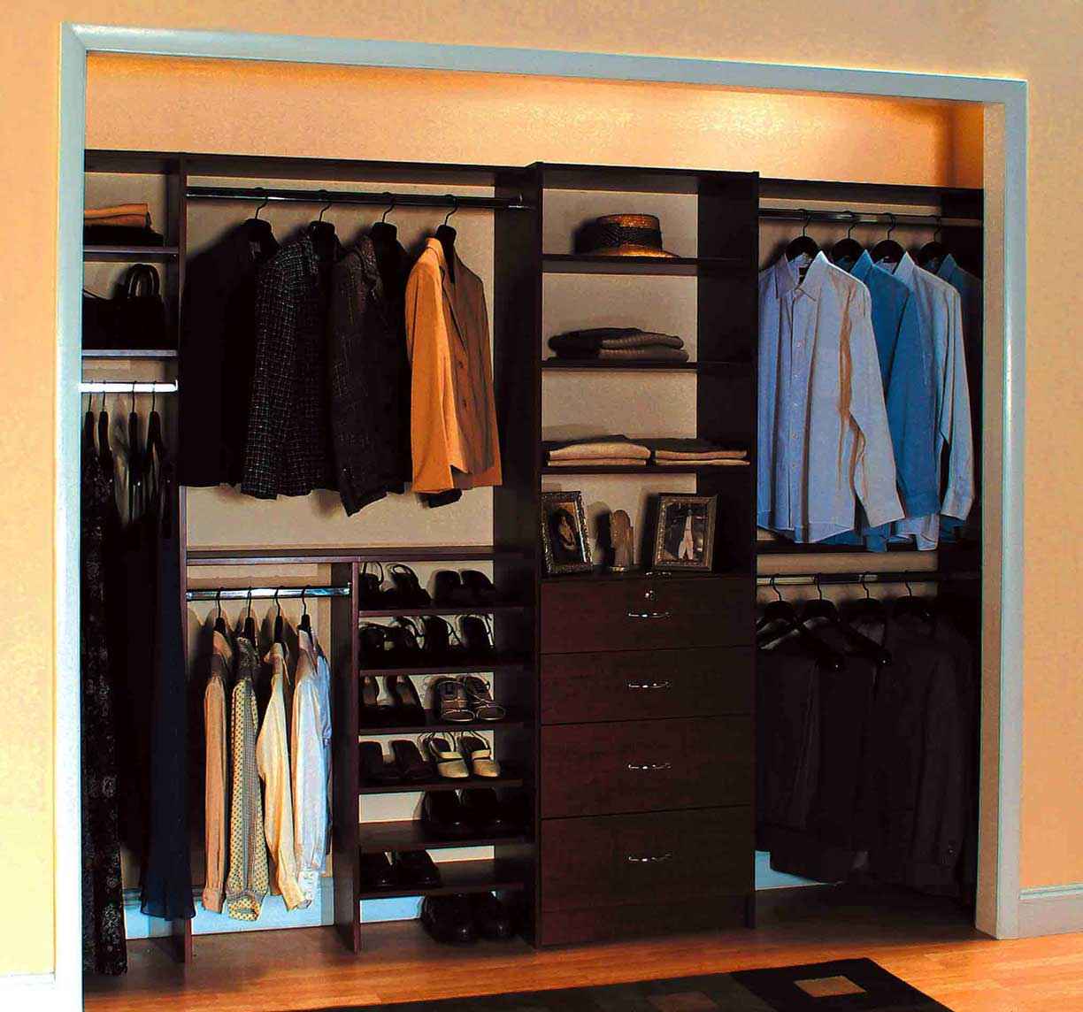 Men's closet idea for small space.