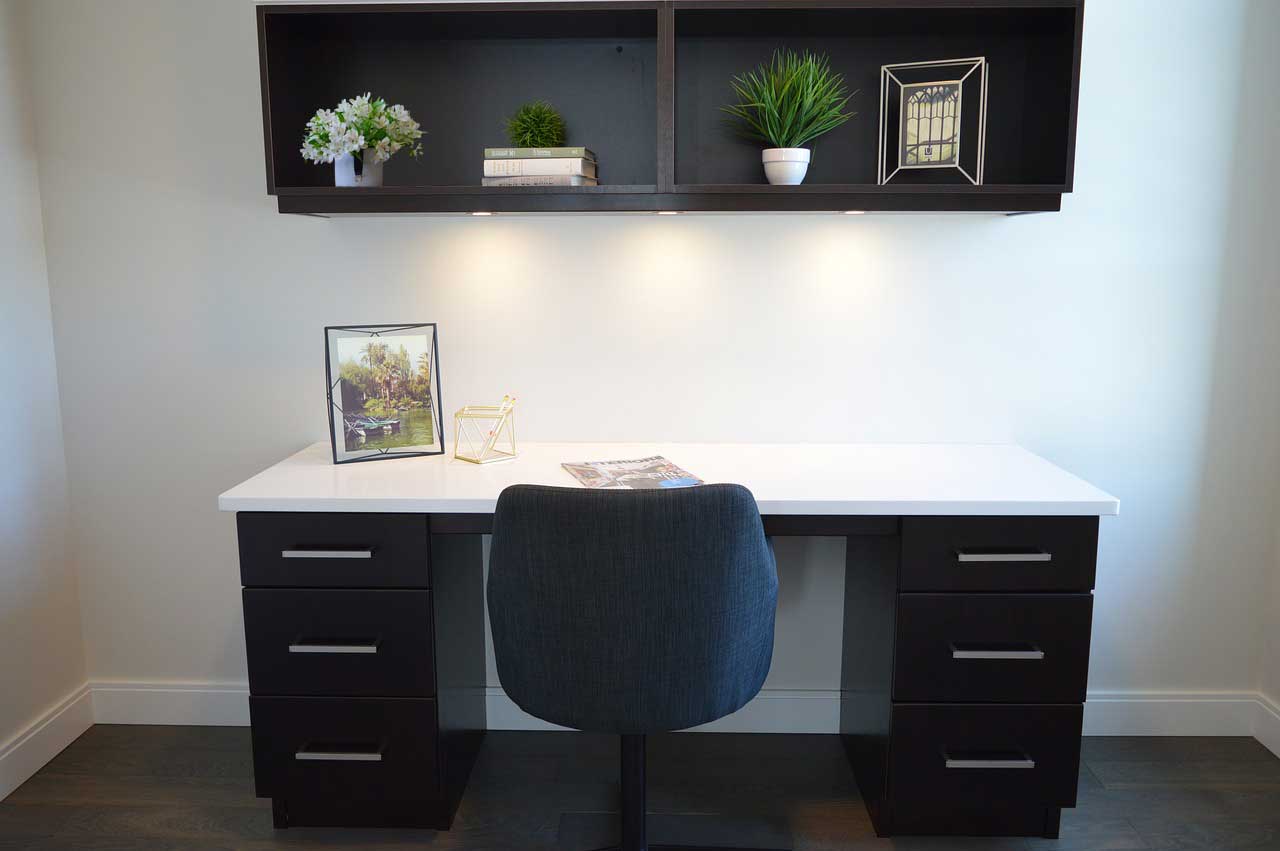 black and white minimalist office table
