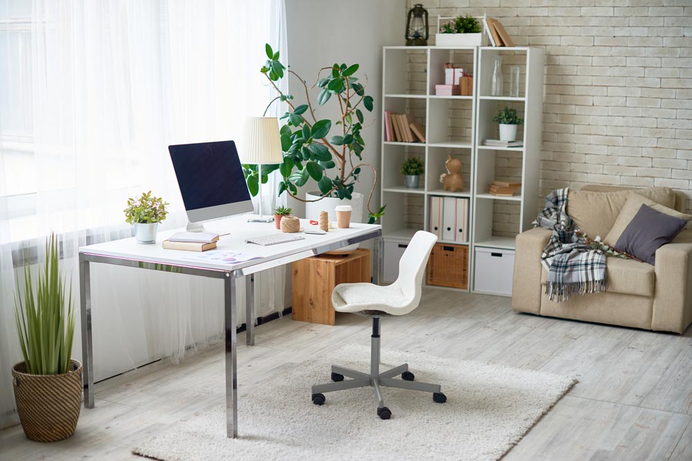 natural sunlit white color themed office